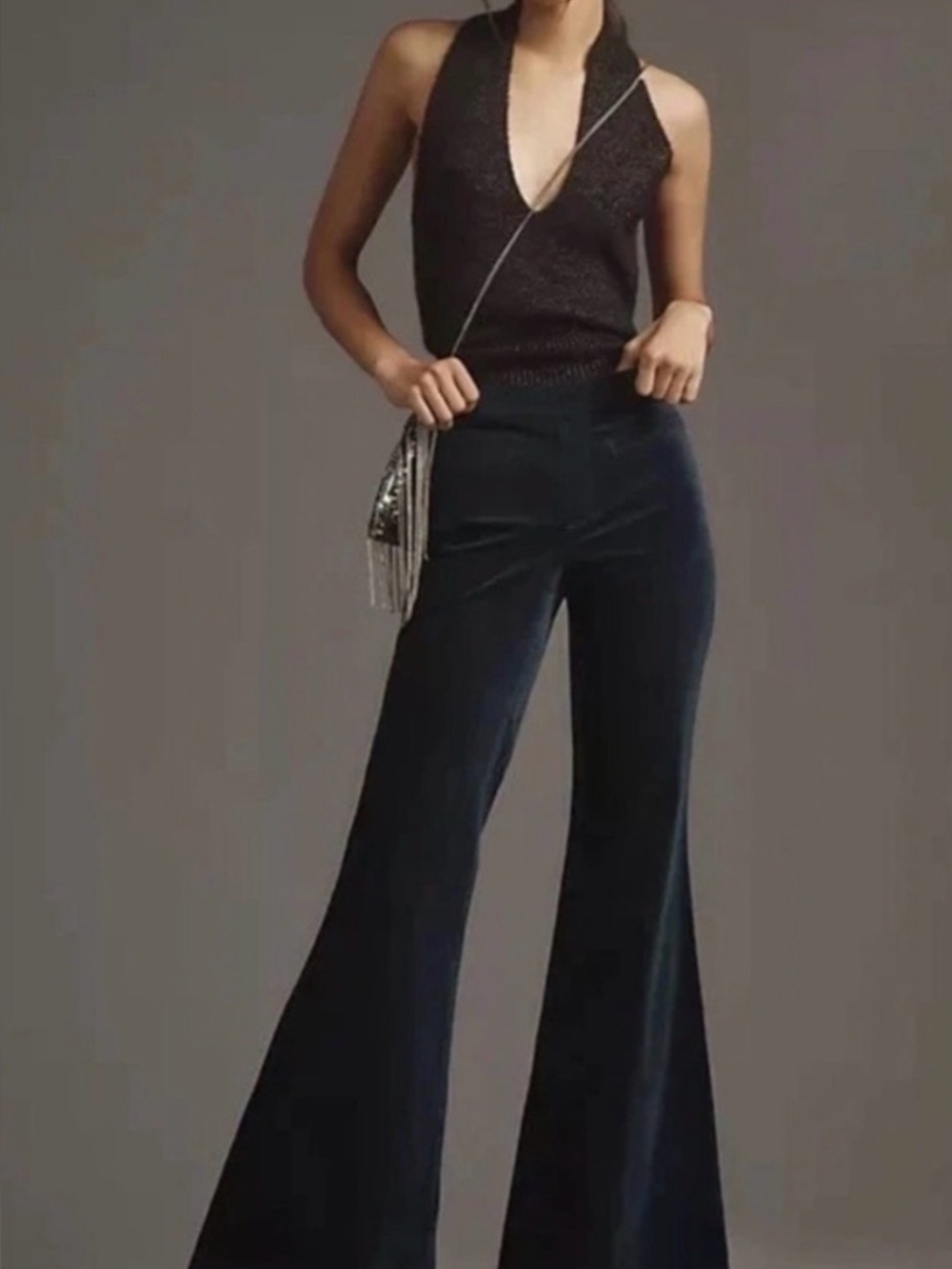 Anthropologie Pilcro Velvet Pull-On Mid-Rise Retro Flare Jeans 28